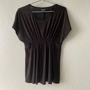 Small Black Blouse with gold shimmer detail. Allen B brand